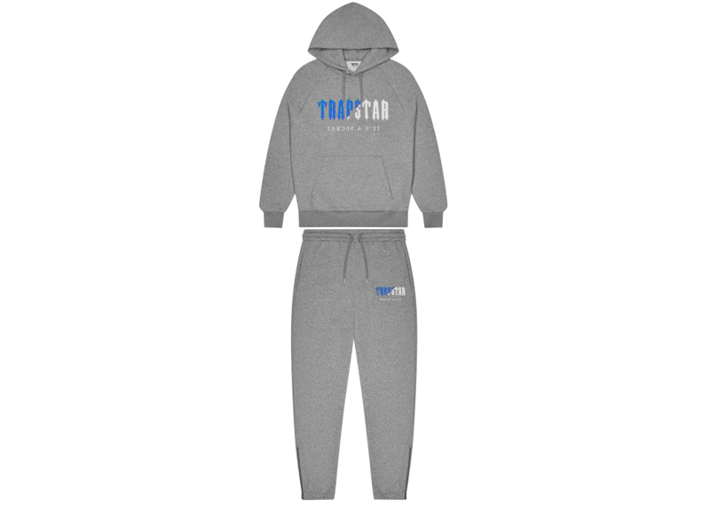 Trapstar Chenille Decoded Hoodie Tracksuit - Grey/Blue