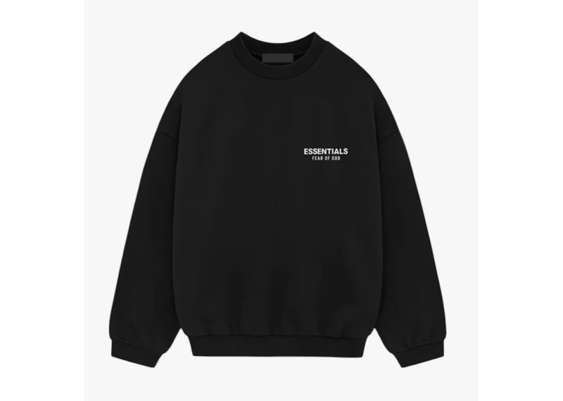 Fear of God Essentials Fleece Black Crewneck (FW24)