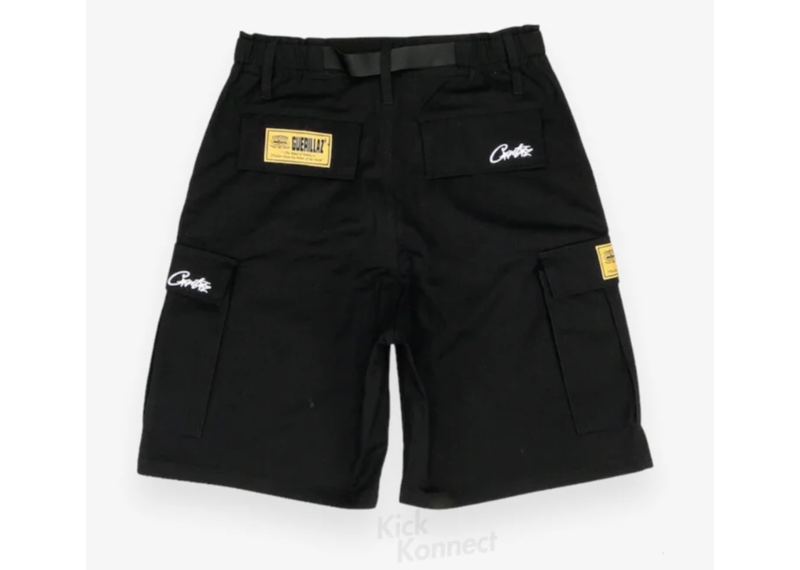 Corteiz RTW OG Alcatraz Cargo Shorts - Black / White