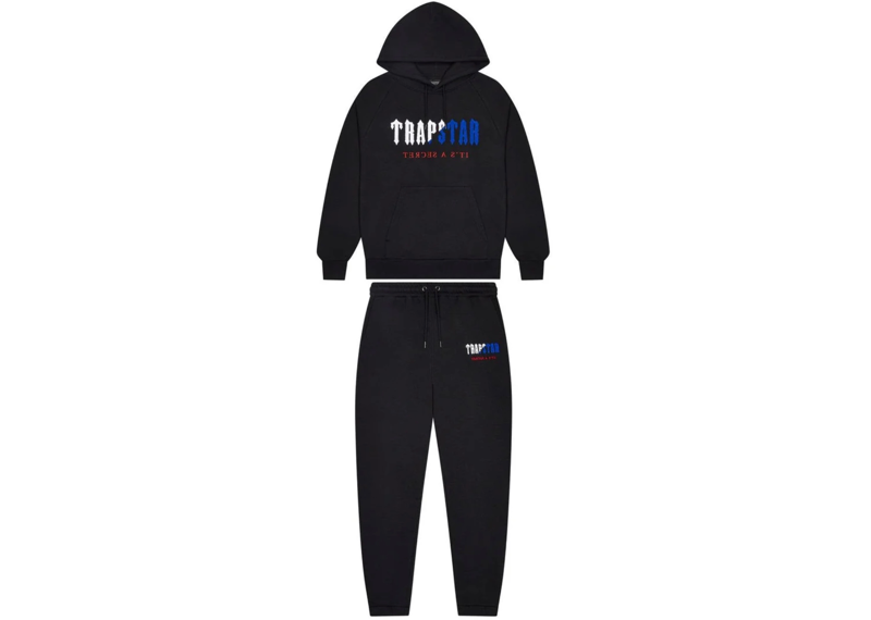 Trapstar Decoded Chenille Hooded Tracksuit - Black/Blue/Red
