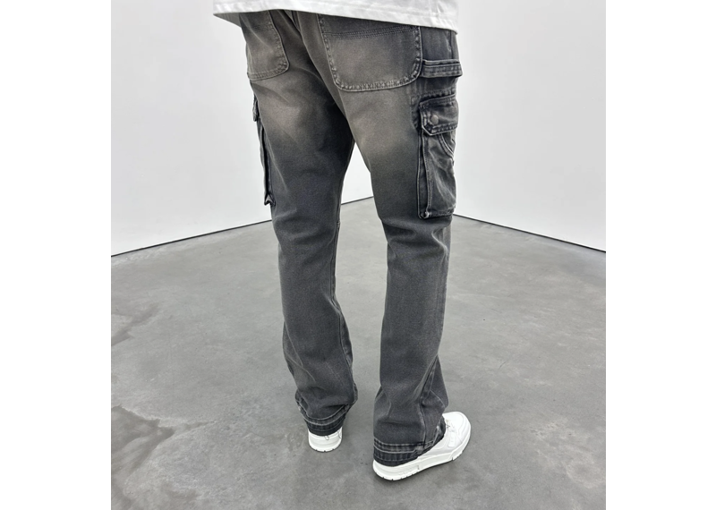 SIARR CARGO FLARE JEANS LEAD GREY