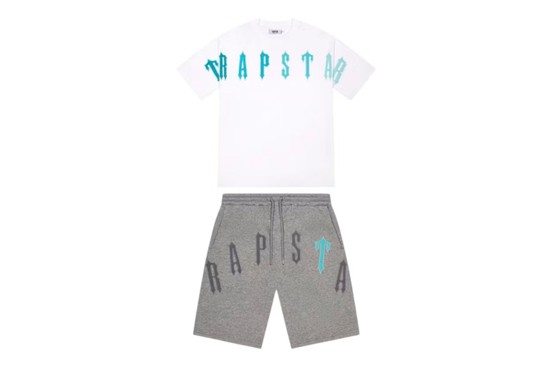 Trapstar Arch Chenille Decoded 2.0 Shorts Set - White/Blue