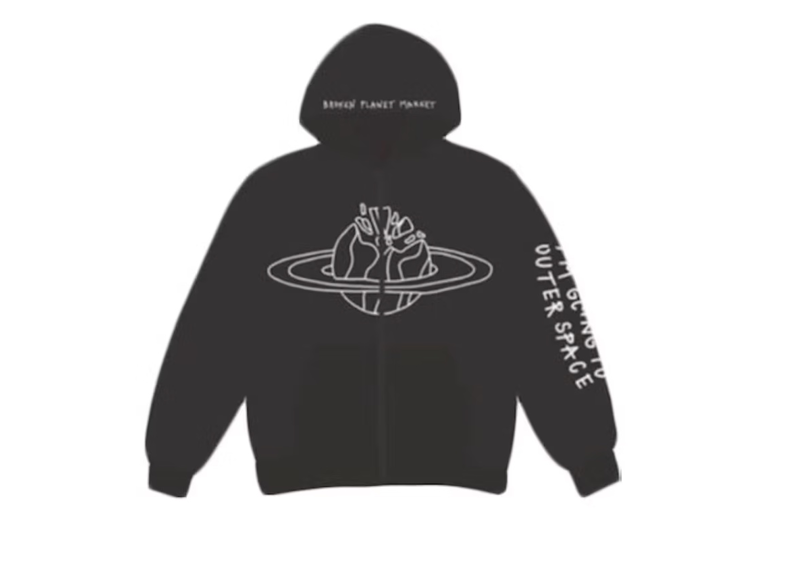 Broken Planet Outer Space Zip Up Hoodie Black