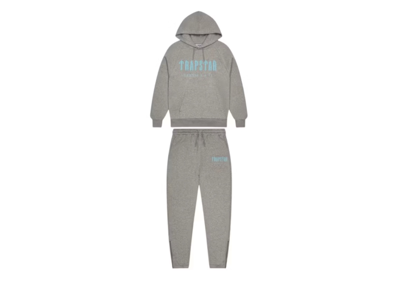 Trapstar Chenille Decoded Hoodie Tracksuit Grey/Light Blue