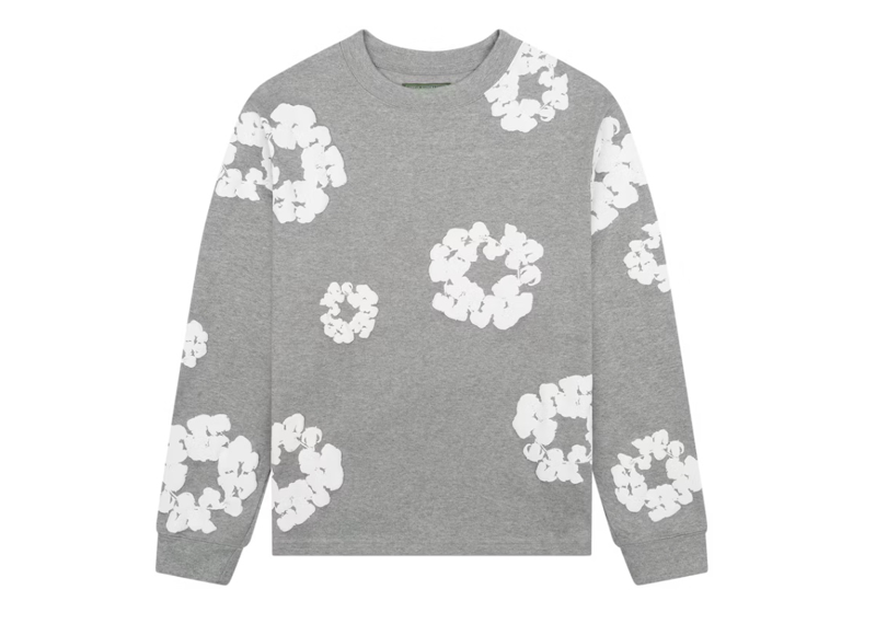 Denim Tears Long Sleeve Cotton Wreath T-Shirt Grey