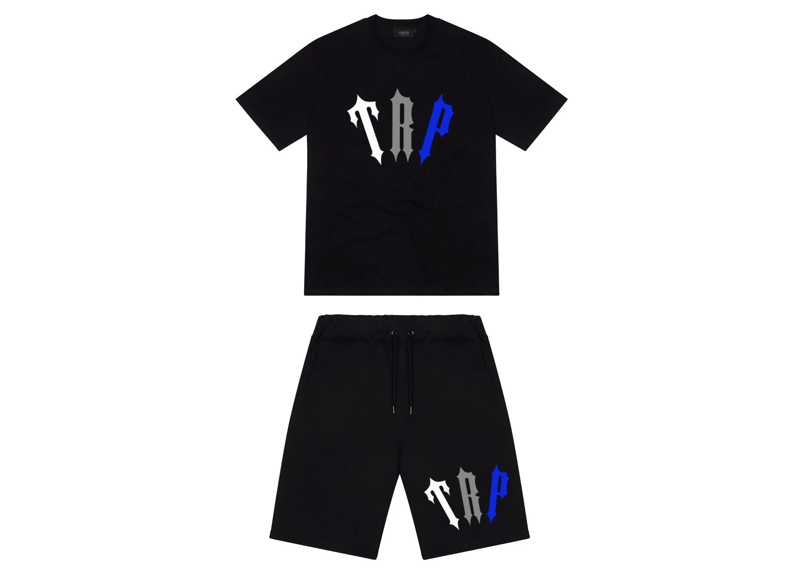 Trapstar TRP Print Shorts Set - Black/Blue/Grey
