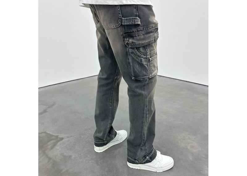 SIARR CARGO FLARE JEANS LEAD GREY