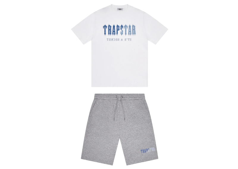 Trapstar Chenille Decoded Short Set - White/Blue