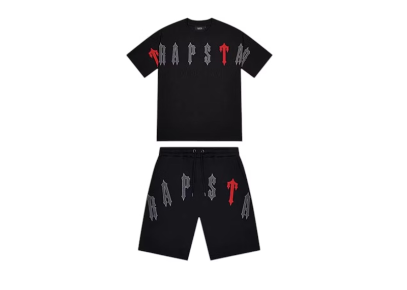 Trapstar Arch Chenille Decoded 2.0 Shorts Set Black/Red