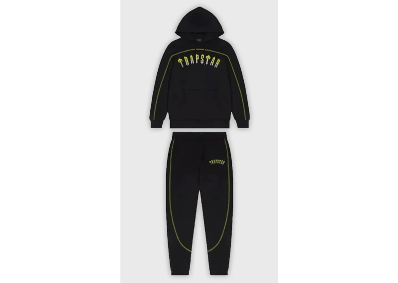 Trapstar x Central Cee Irongate Chenille Arch Hooded Tracksuit - Black / Yellow