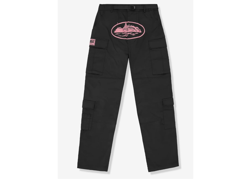 Corteiz Guerillaz Black Pink Cargo Pants