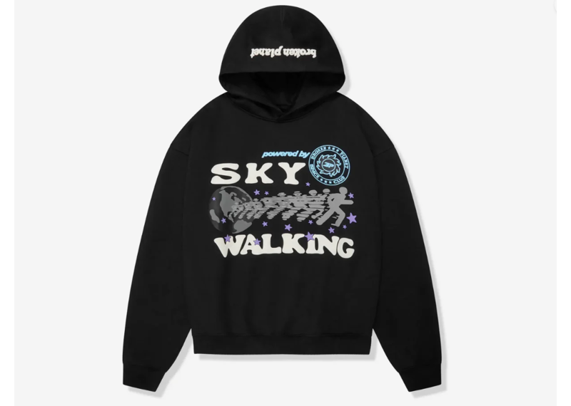 Broken Planet Sky Walking Midnight Black Hoodie