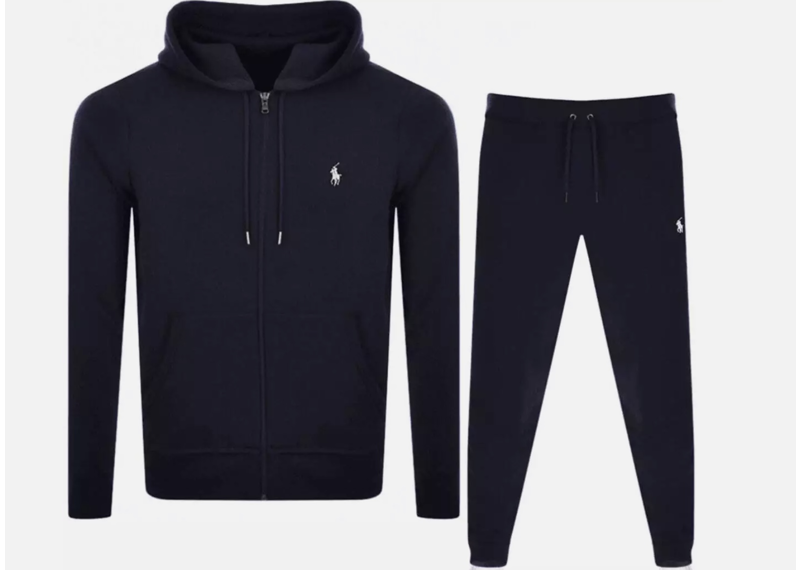 POLO RALPH LAUREN DOUBLE-KNIT FULL-ZIP HOODIE AND JOGGER PANT SET AVIATOR NAVY