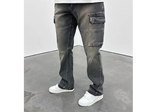 SIARR CARGO FLARE JEANS LEAD GREY