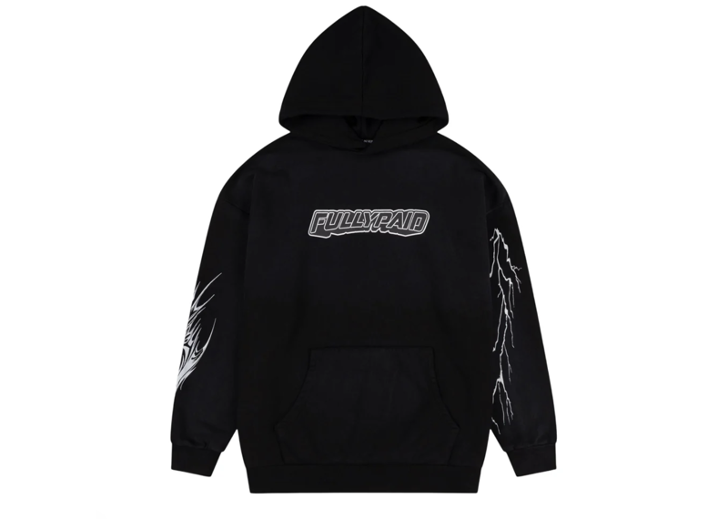 FULLYPAID BLACK ACID WASH HOODIE