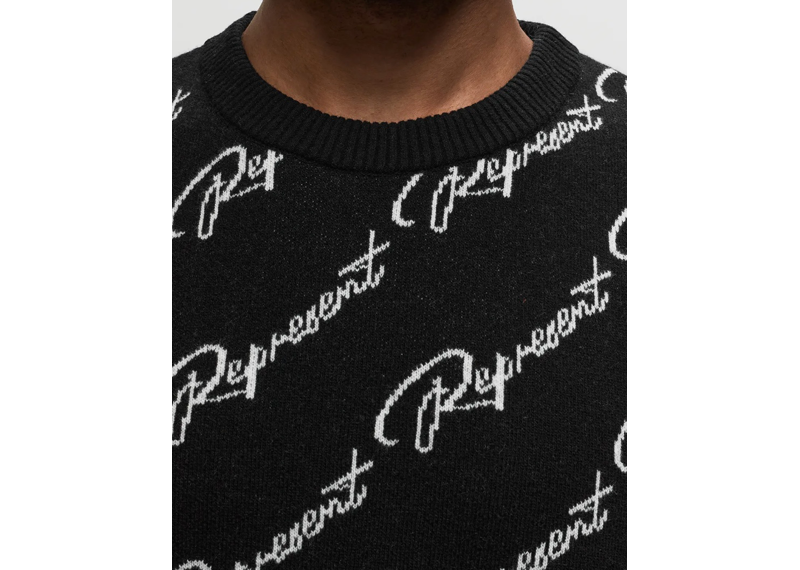 REPRESENT JAQUARD SWEATER BLACK