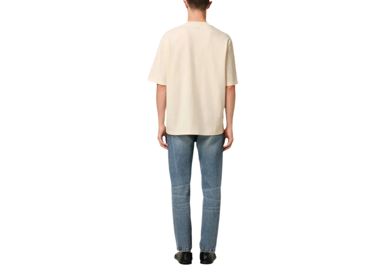 AMI Paris Cotton Ami de Coeur Patch T-Shirt Beige Red
