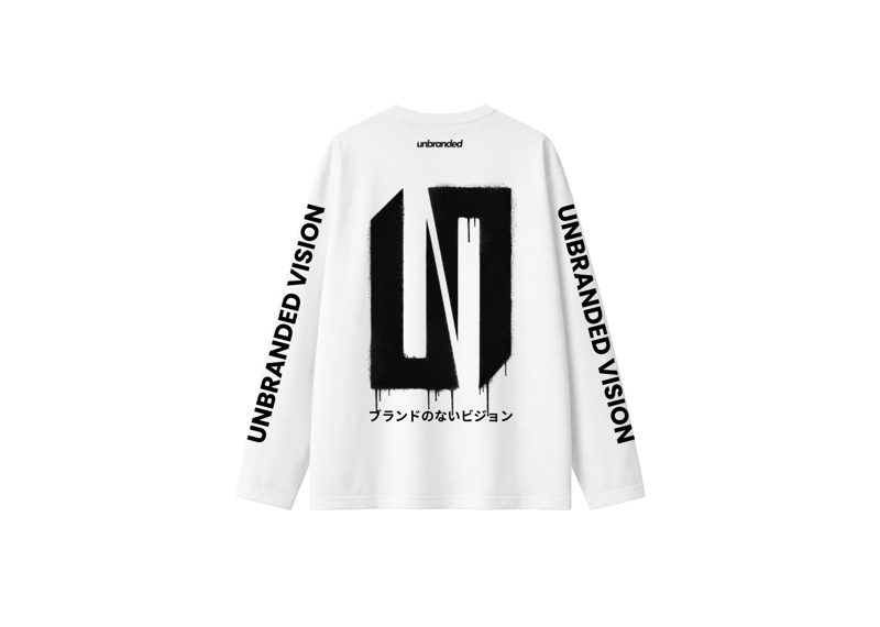 Unbranded White Long Sleeve Drip Tee