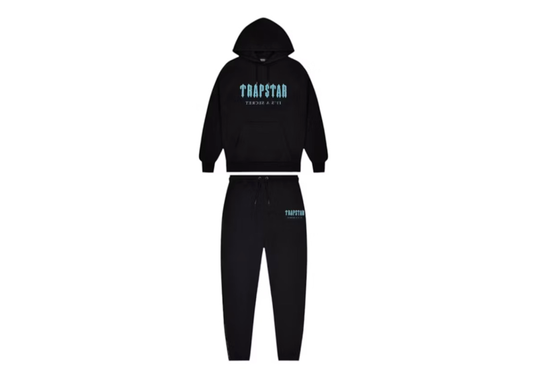 Trapstar Chenille Decoded Hoodie Tracksuit Black/Light Blue