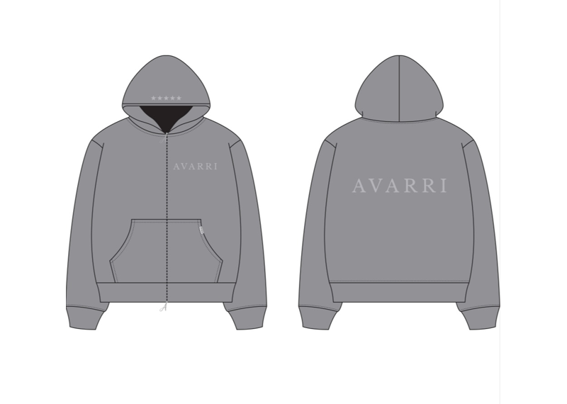 AVARRI STARS ZIP-UP HOODIE CHARCOAL GREY