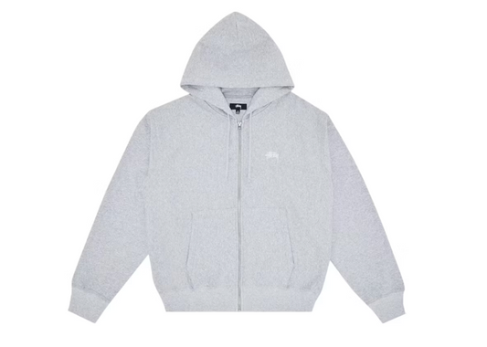 Stussy Stock Logo Zip Hoodie - Heather Grey