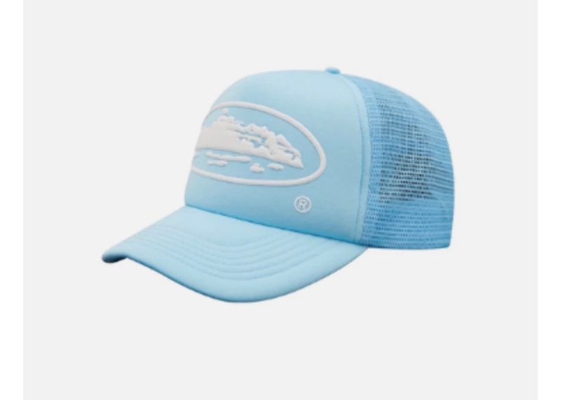 Corteiz Alcatraz Puff Print Trucker Hat - Baby Blue