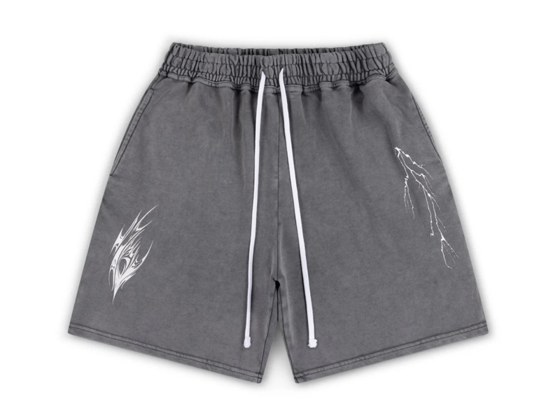 FULLYPAID GREY ACID WASH SHORTS