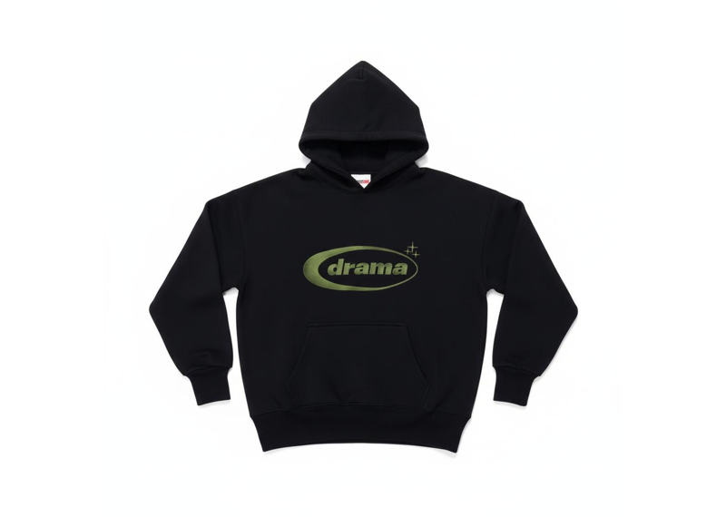DRAMA CALL OVAL BLACK ARMY GREEN HOODIE