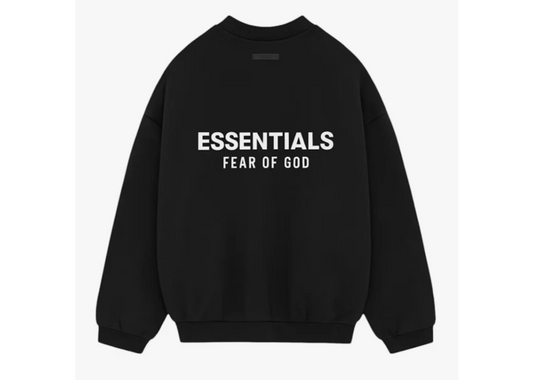 Fear of God Essentials Fleece Black Crewneck (FW24)