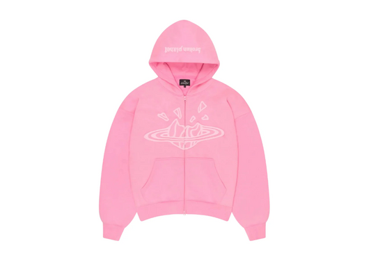Broken Planet Zip Up Hoodie Candy Pink