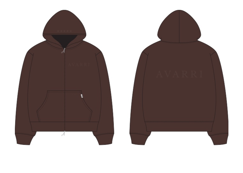 AVARRI STARS ZIP-UP HOODIE MOCHA BROWN
