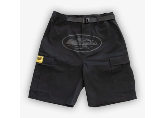 Corteiz RTW OG Alcatraz Cargo Shorts - Triple Black