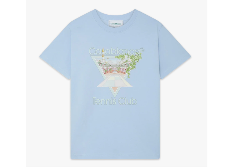 CASABLANCA TENNIS CLUB ICON T SHIRT SKY BLUE