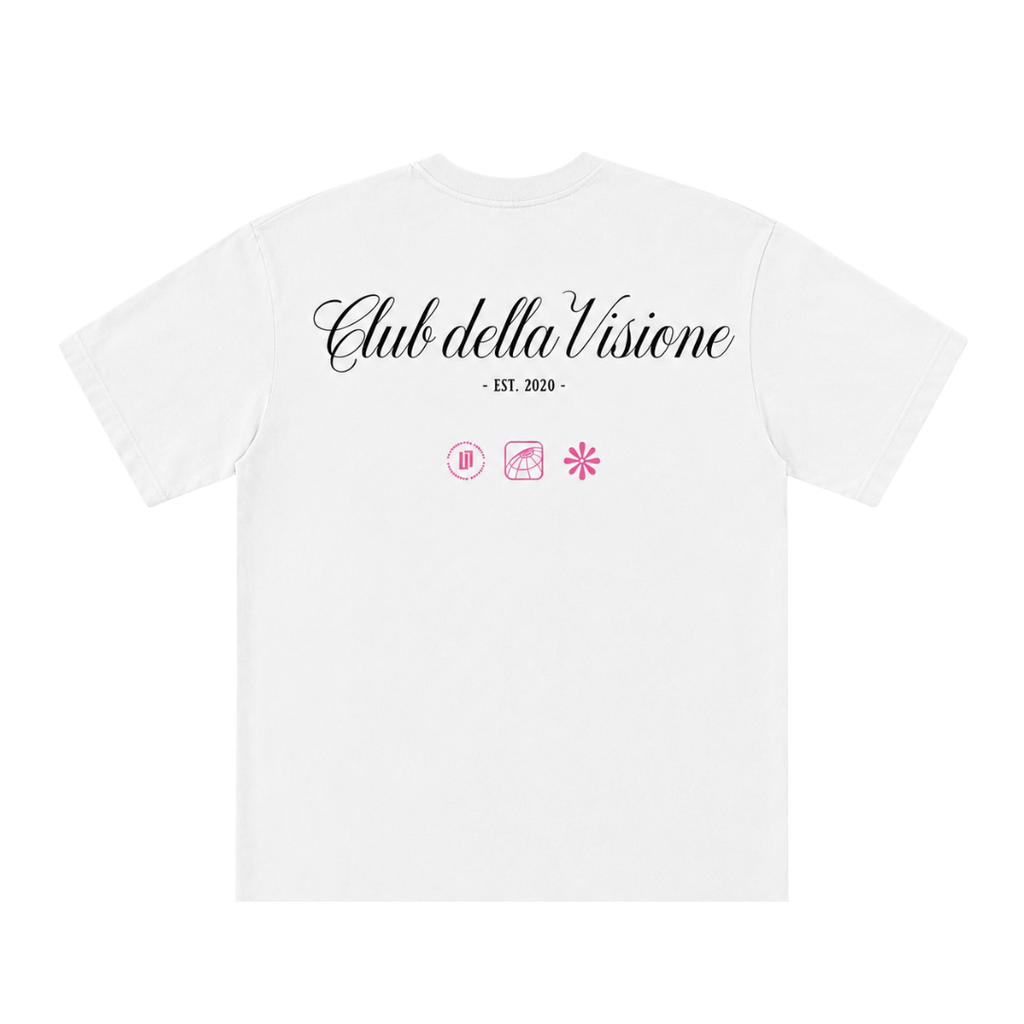 Unbranded White & Pink Club Della Vision Tee
