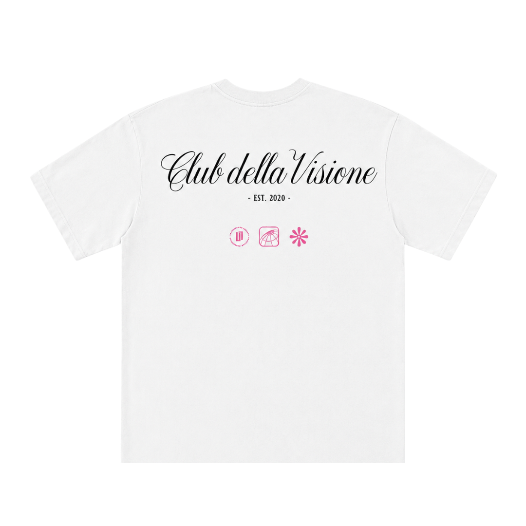 Unbranded White & Pink Club Della Vision Tee