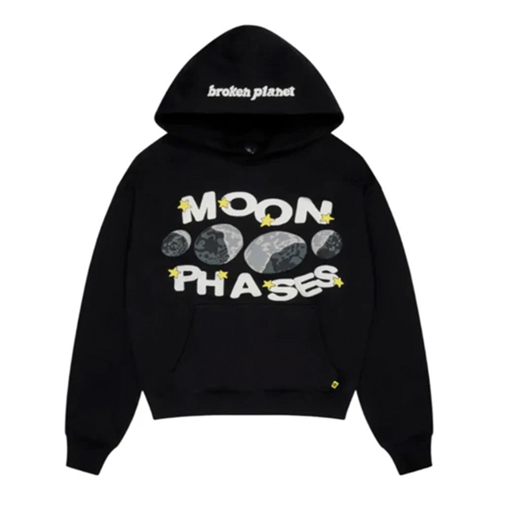 Broken Planet Moon Phases Hoodie Midnight Black