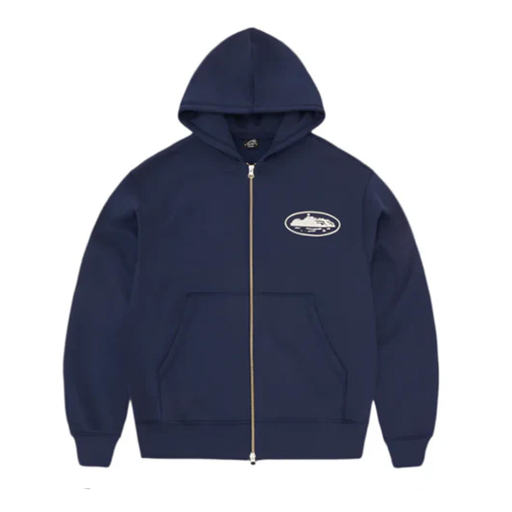 CORTEIZ ISLAND PUFF PRINT ZIP HOODIE NAVY