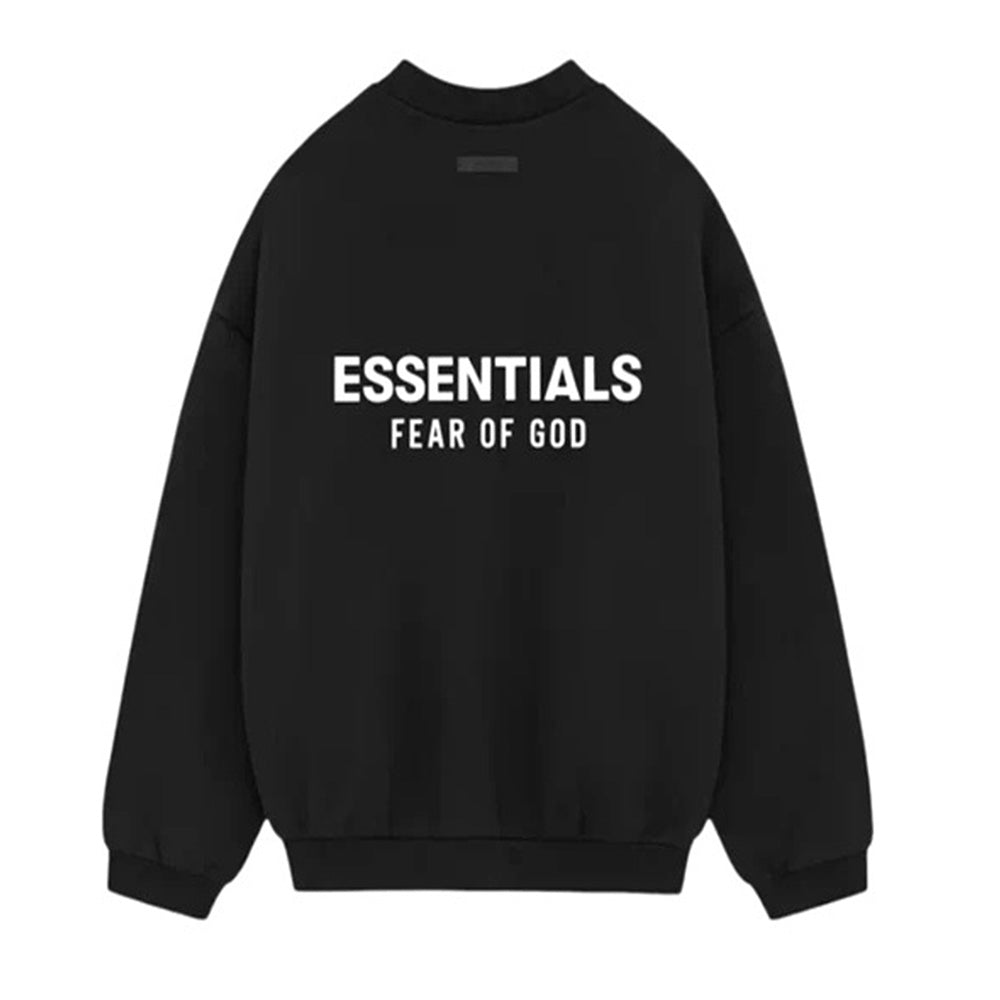 Fear of God Essentials Fleece Black Crewneck (FW24)
