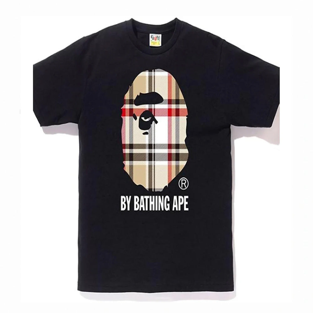 BAPE A Bathing Ape Check by Bathing Tee Black/Beige