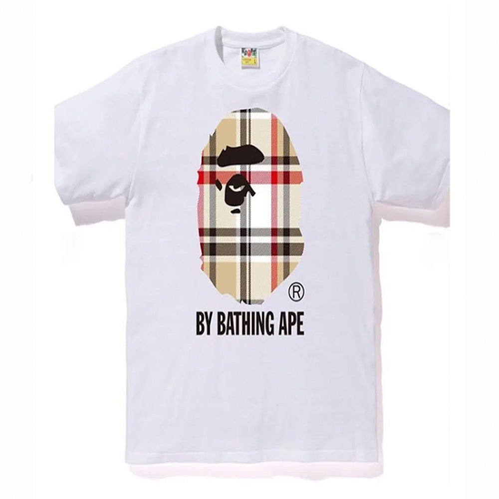 BAPE A Bathing Ape Check by Bathing Tee White/Beige