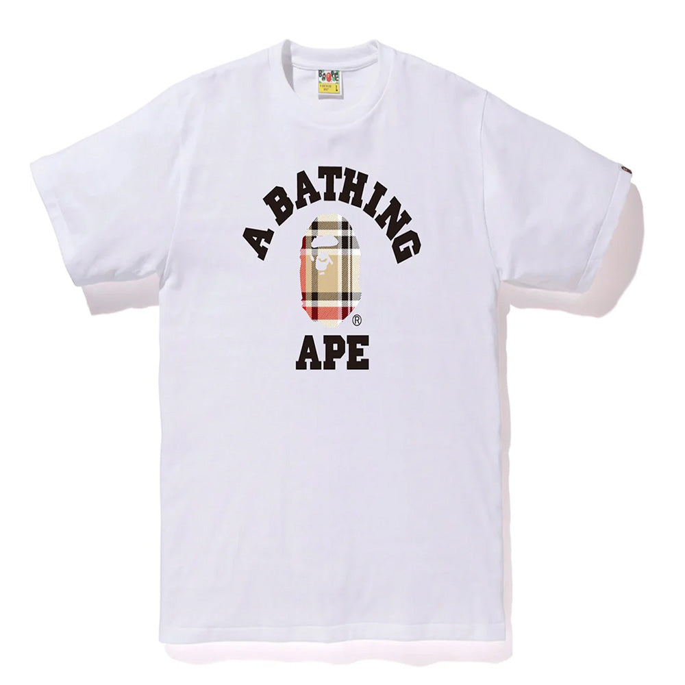 BAPE Check College Tee White/Beige