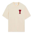 AMI Paris Cotton Ami de Coeur Patch T-Shirt Beige Red