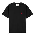AMI PARIS Logo-embroidered cotton T-shirt Black