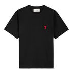AMI PARIS Logo-embroidered cotton T-shirt Black