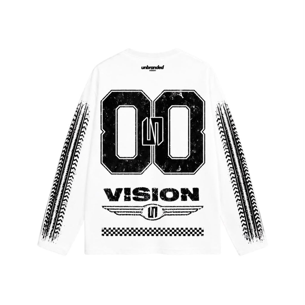 Unbranded White Long Sleeve Racer Tee