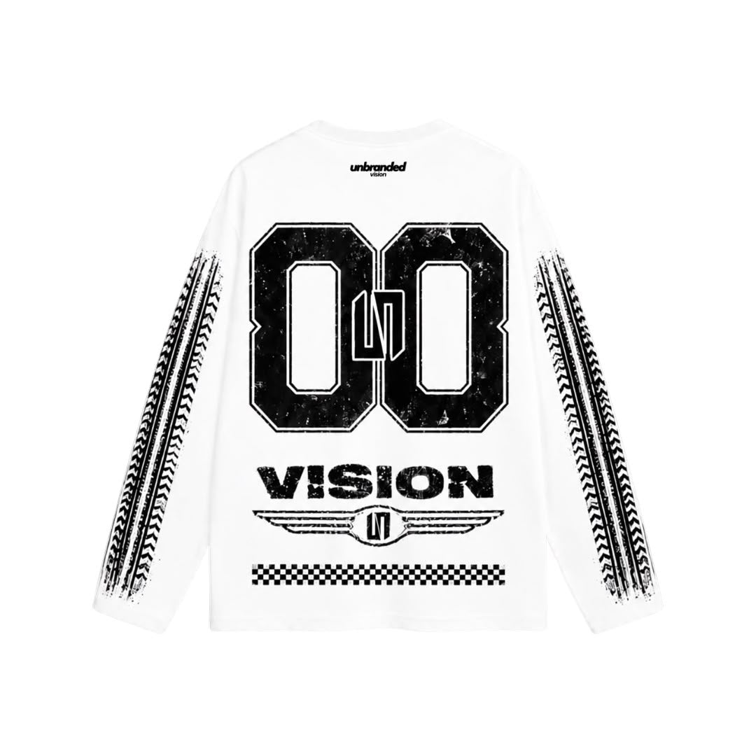 Unbranded White Long Sleeve Racer Tee