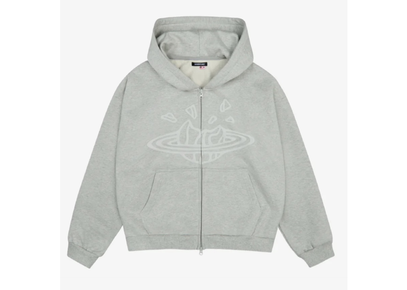 BROKEN PLANET ZIP-UP HOODIE ASH GREY