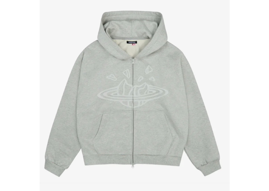BROKEN PLANET ZIP-UP HOODIE ASH GREY