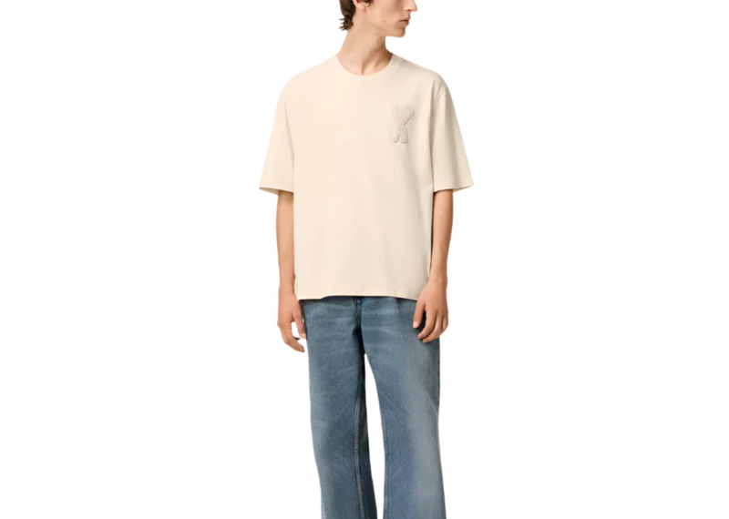 AMI Paris Ami de Coeur Patch T-Shirt Beige