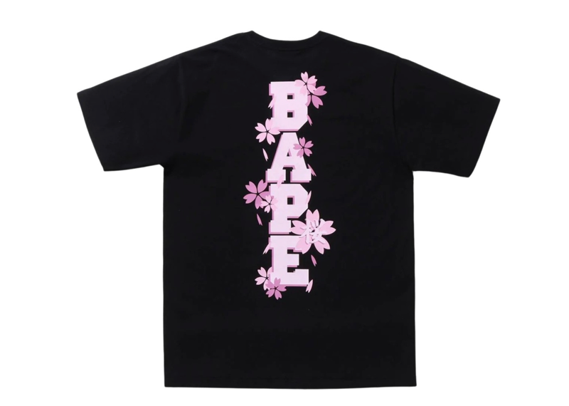 A BATHING APE MEN SAKURA PHOTO APE HEAD TEE - BLACK